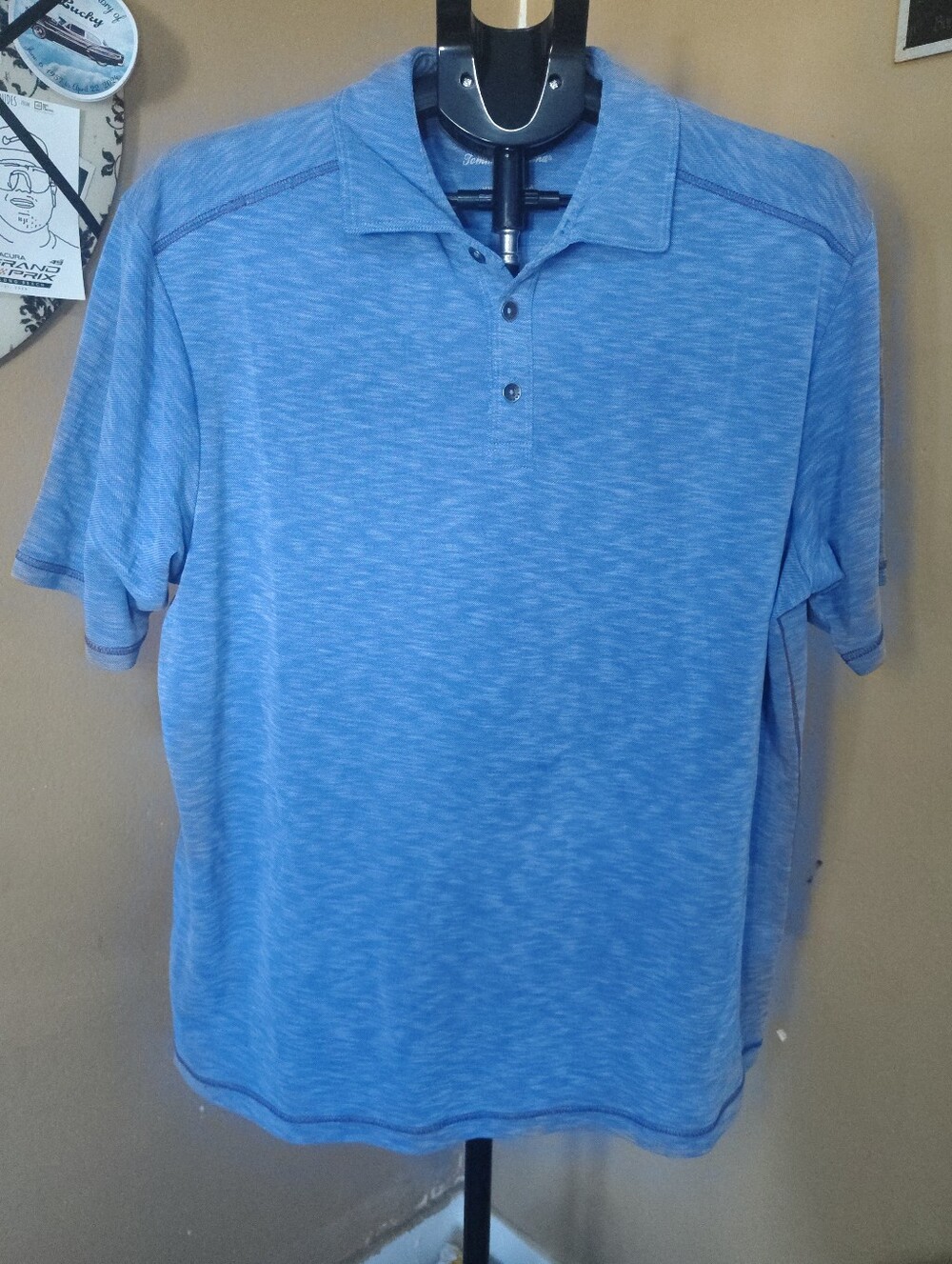 Tommy Bahama Light Blue Heathered Short-Sleeve Polo